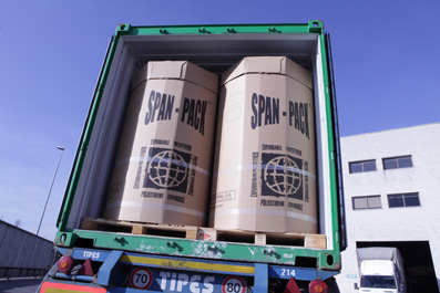 CONTAINER FULLY LOADED OF SPAN-PACK LOOSE-FILL EPS PARTICLES